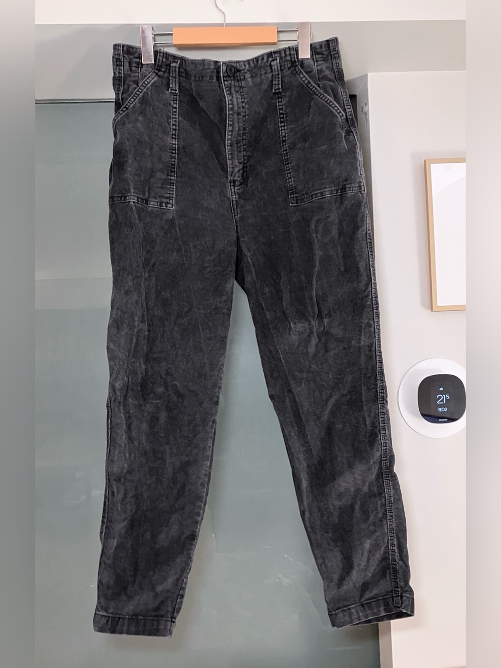 Lee High Rise Tapered Charcoal Grey Corduroy Pants